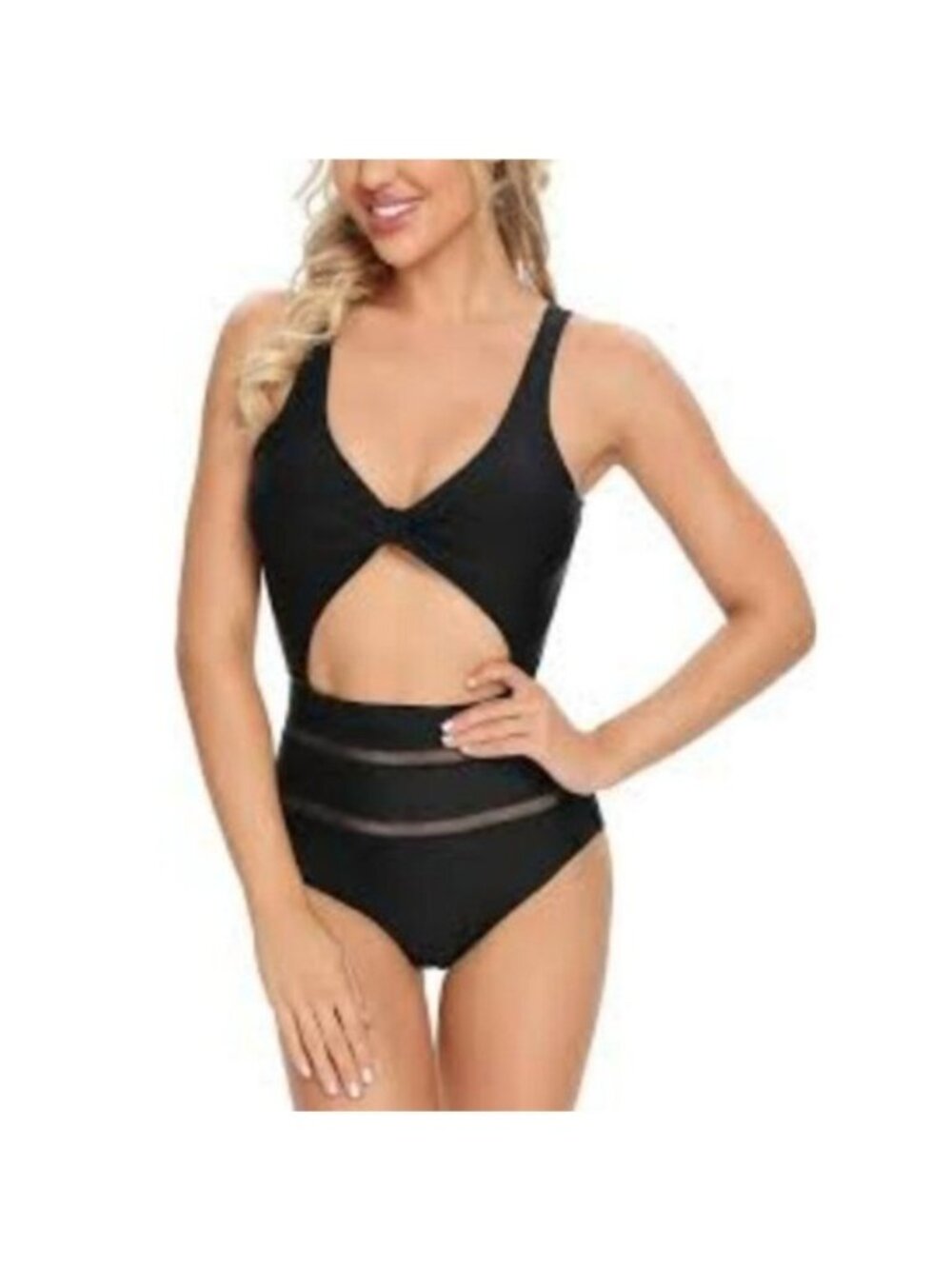 Lomitti Cut Out Monokini One Piece Swimsuit Black Size Small